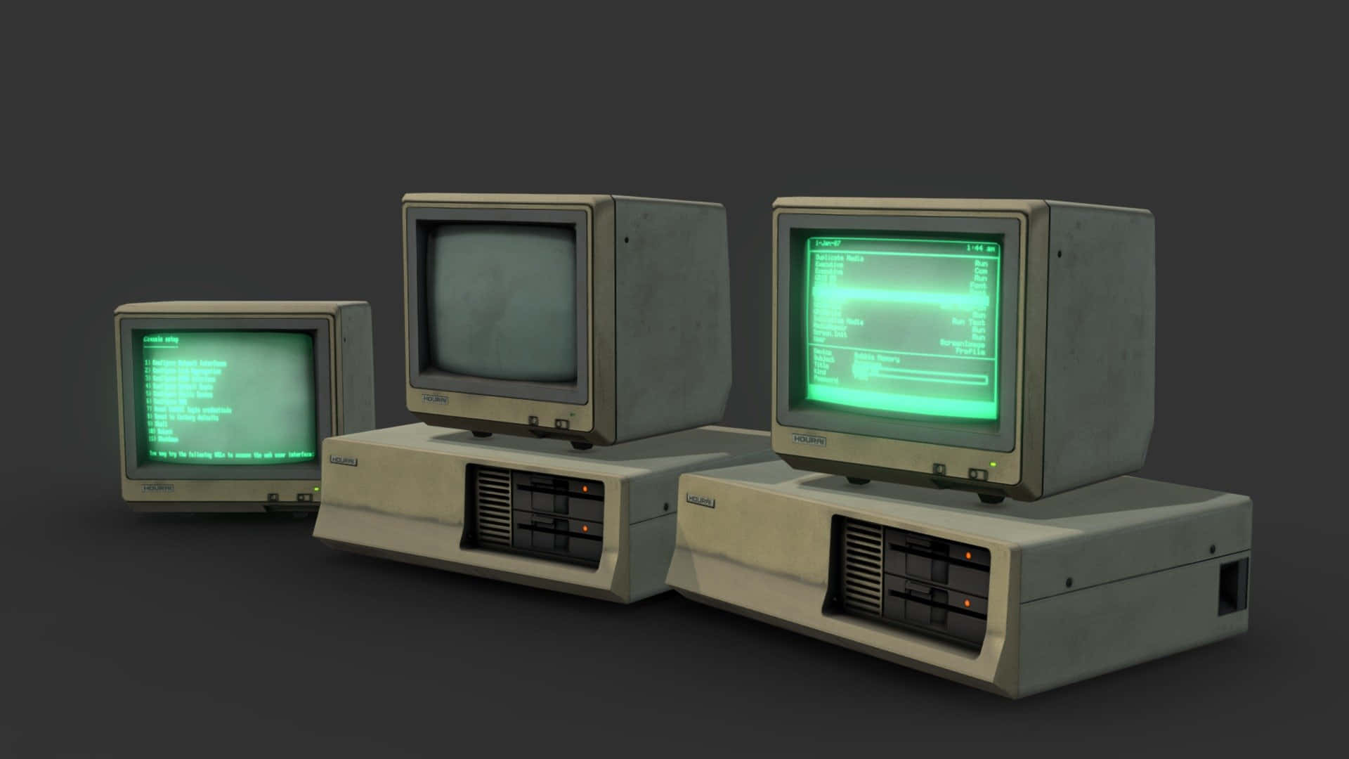 Three Old Desktop Computers Wallpaper