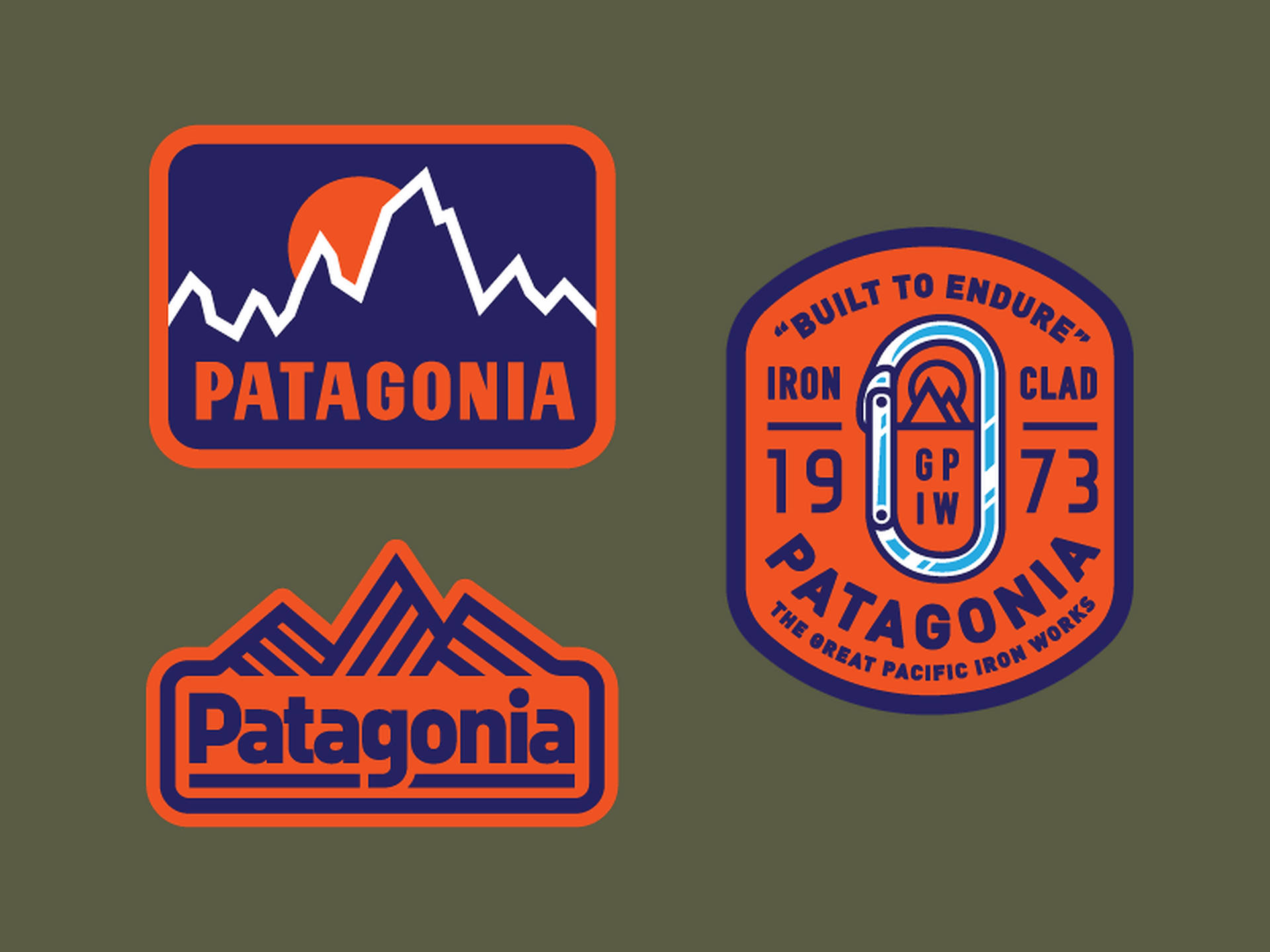 Three Orange Patagonia Logos Wallpaper