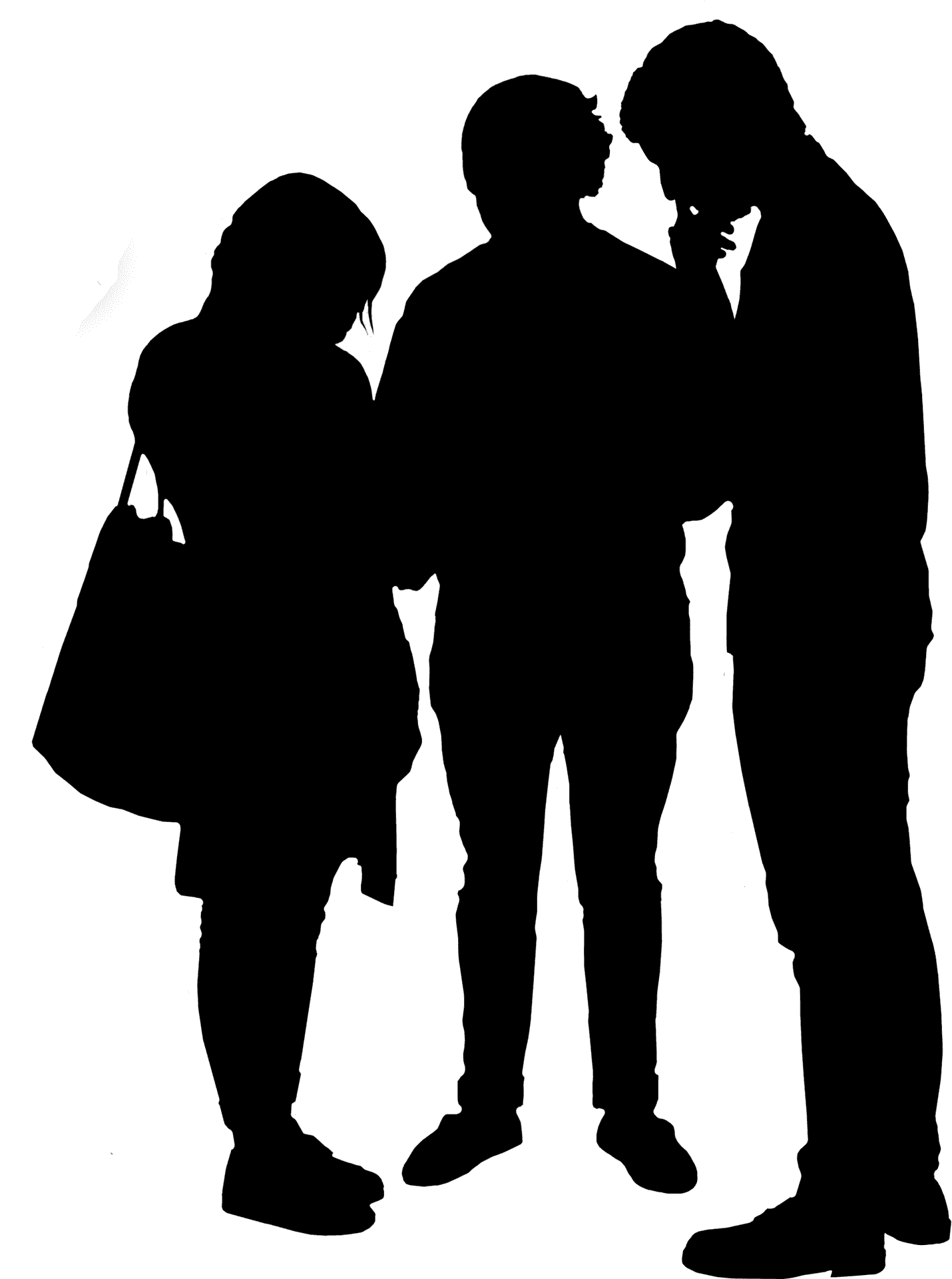 Three People Silhouette Conversation PNG