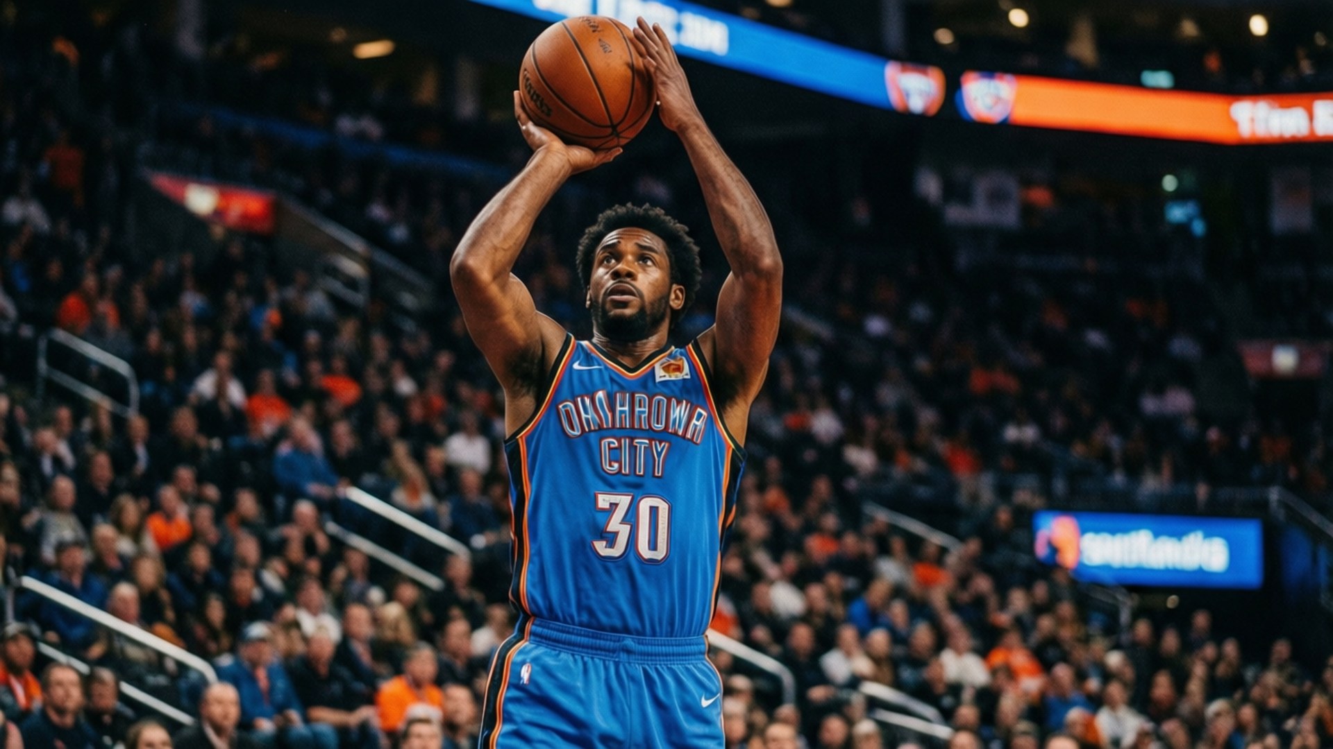 Patrick Patterson skyder en tre-pointer i en kamp for Thunder.