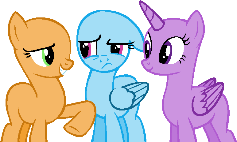 Three Ponies Expressing Emotions PNG