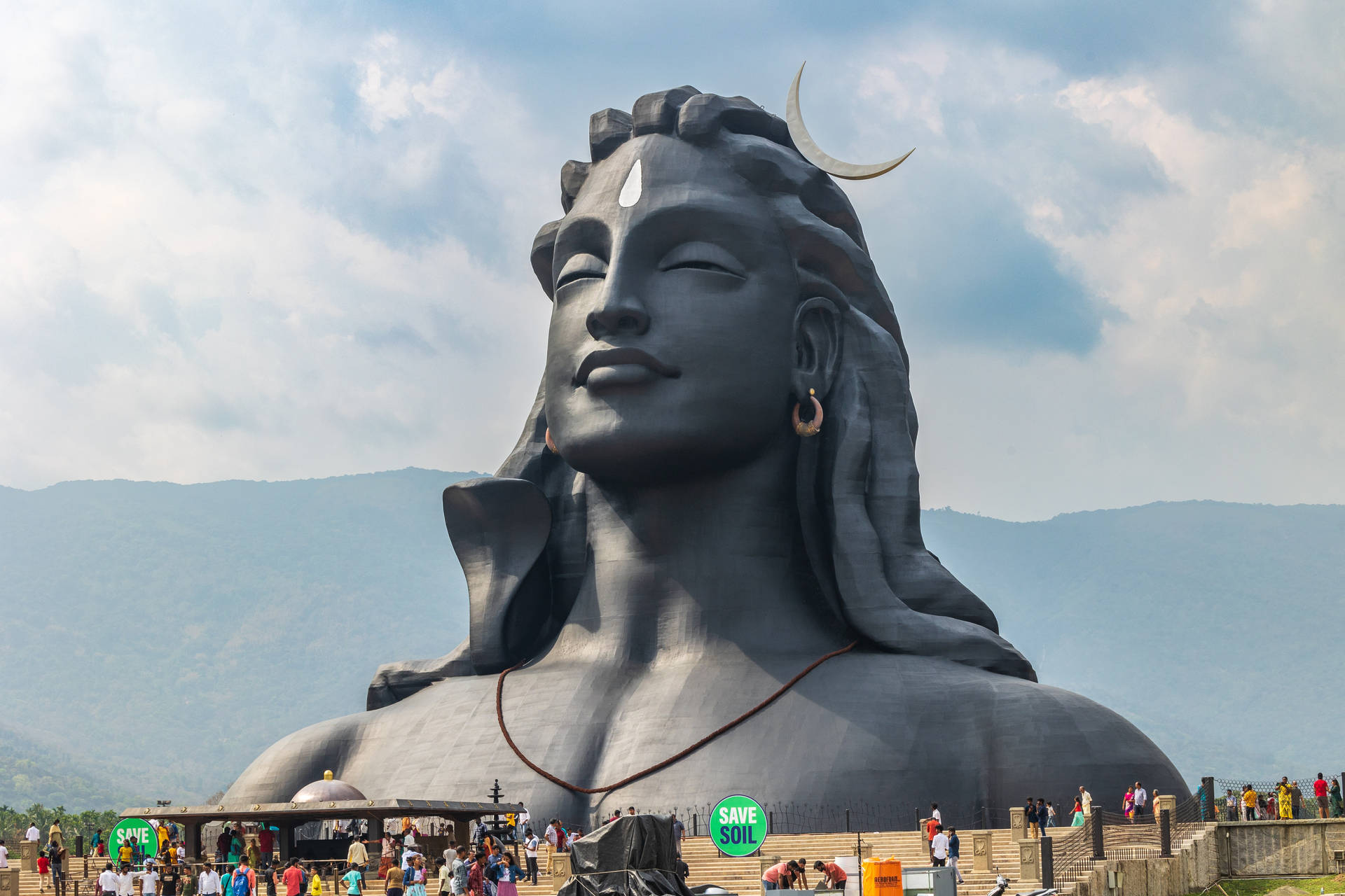 Download Three-quarter Profile Of The Adiyogi Shiva Statue Wallpaper |  