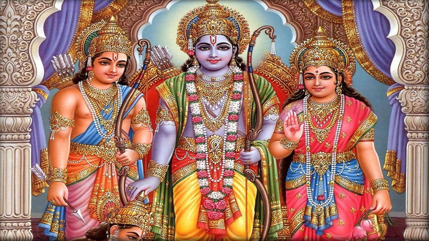 Download Three Ram Darbar Deities Wallpaper | Wallpapers.com