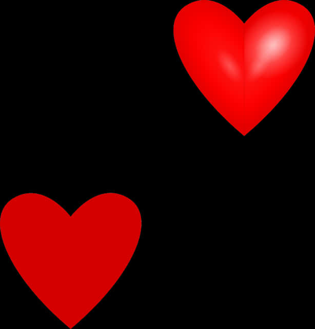Three Red Hearts Black Background PNG