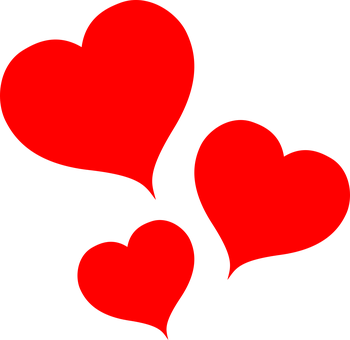 Three Red Hearts Black Background PNG