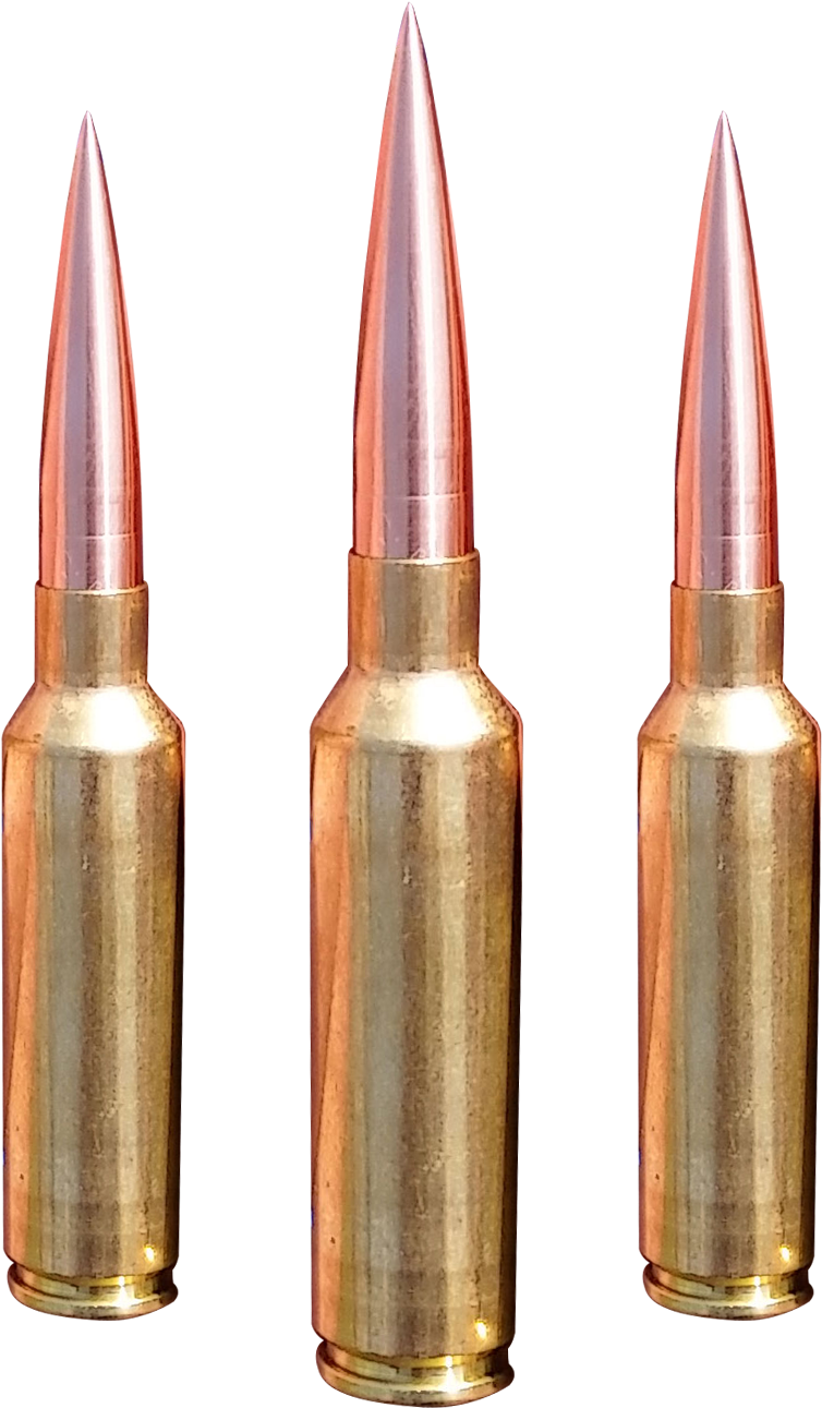 Three Rifle Bullets Sideby Side PNG