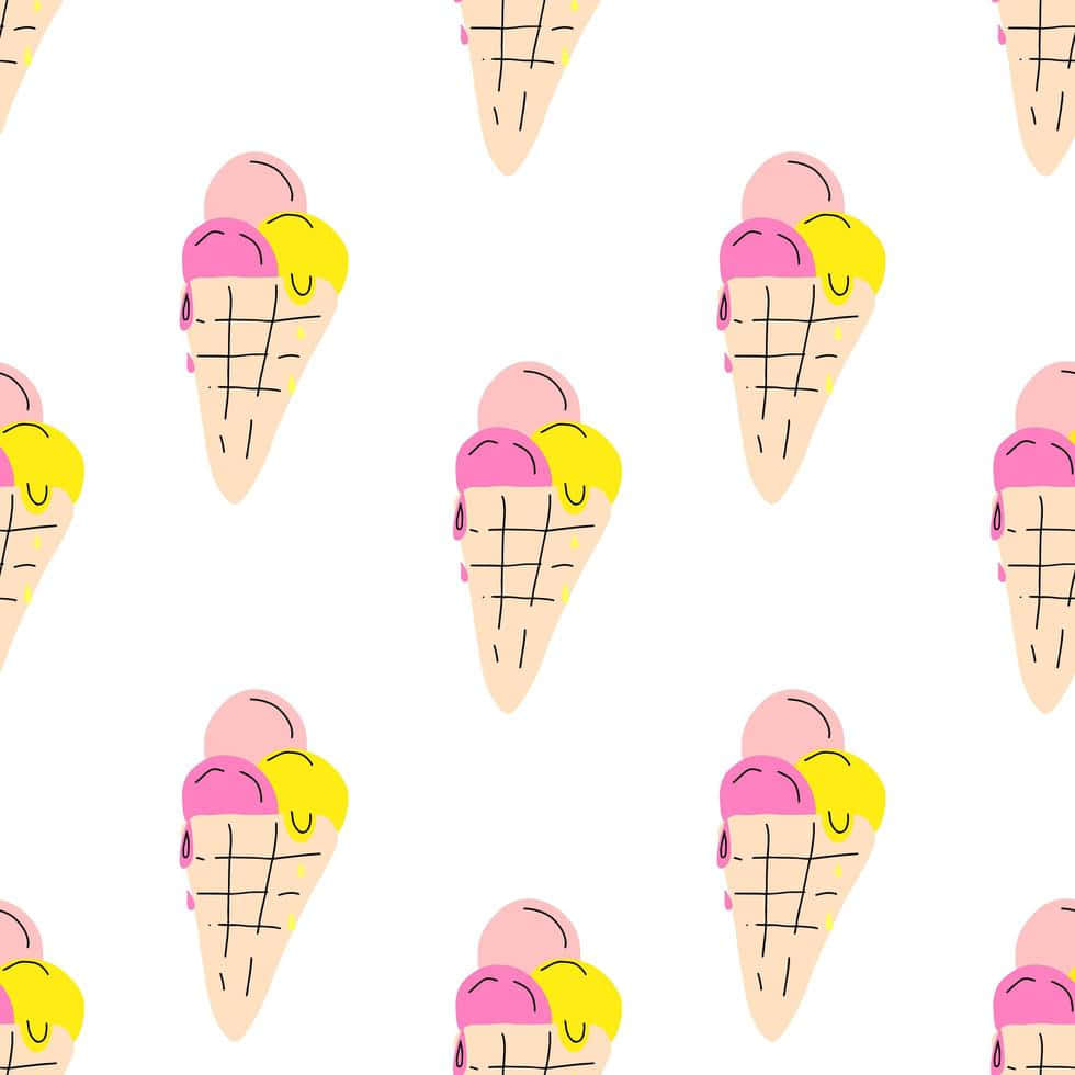Three Scoops Of Cute Ice Cream Drawing Wallpaper