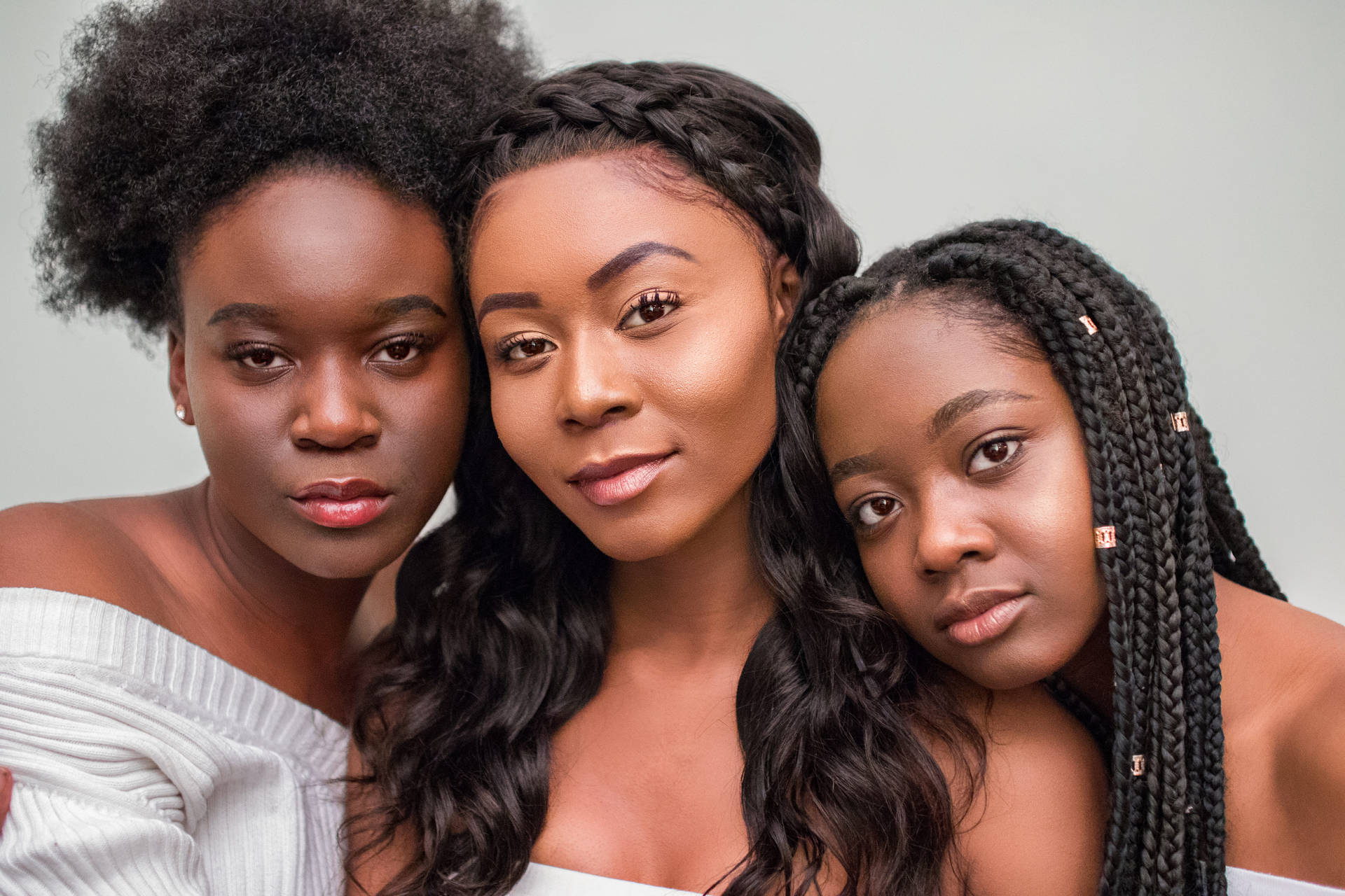 Tre sexede sorte kvinde portrætter Wallpaper