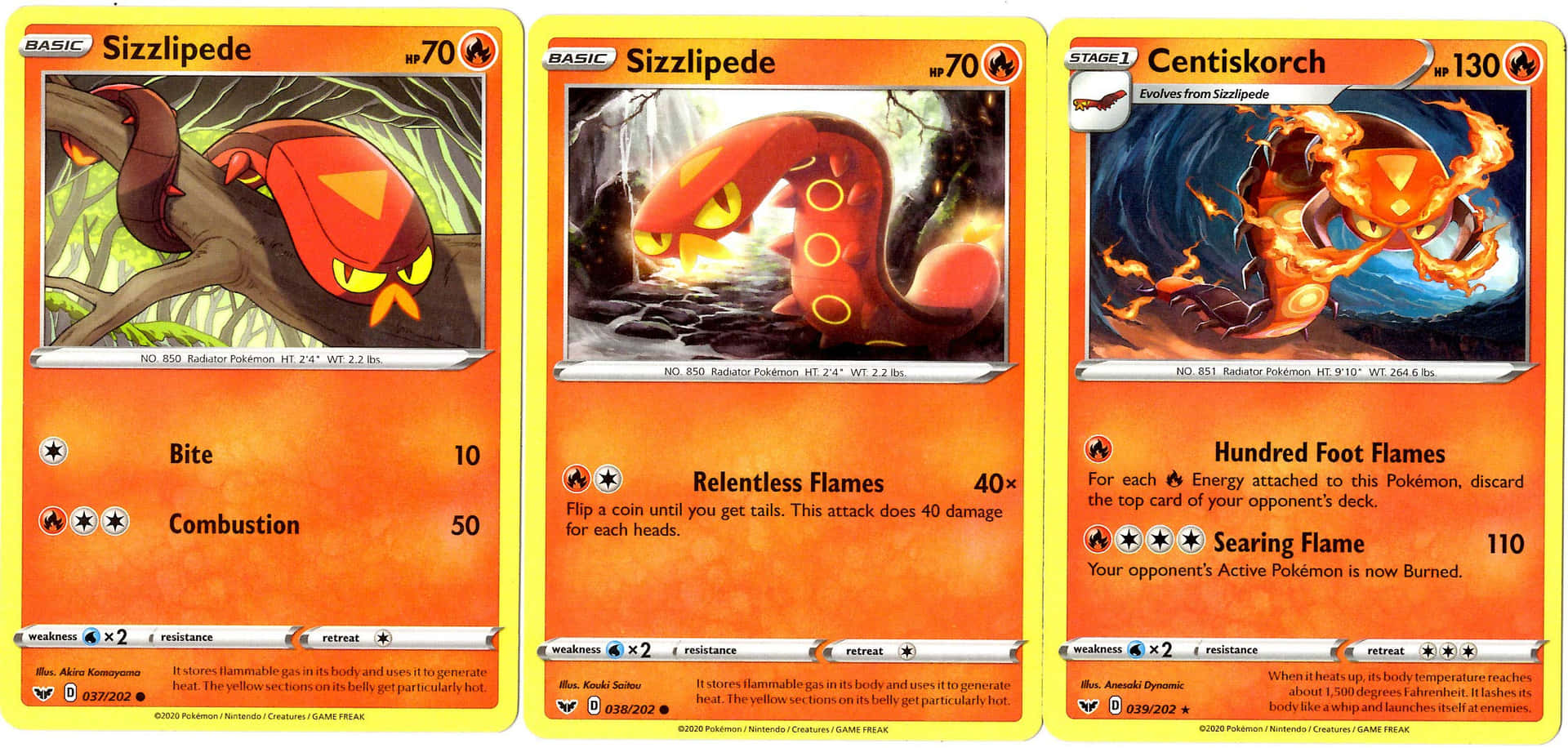 Three Sizzlipede Pokemon Cards Wallpaper