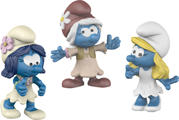 Three Smurfs Characters3 D Render PNG
