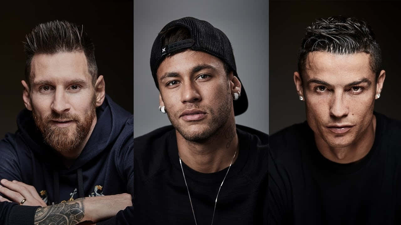 Three Soccer Stars Portrait Wallpaper