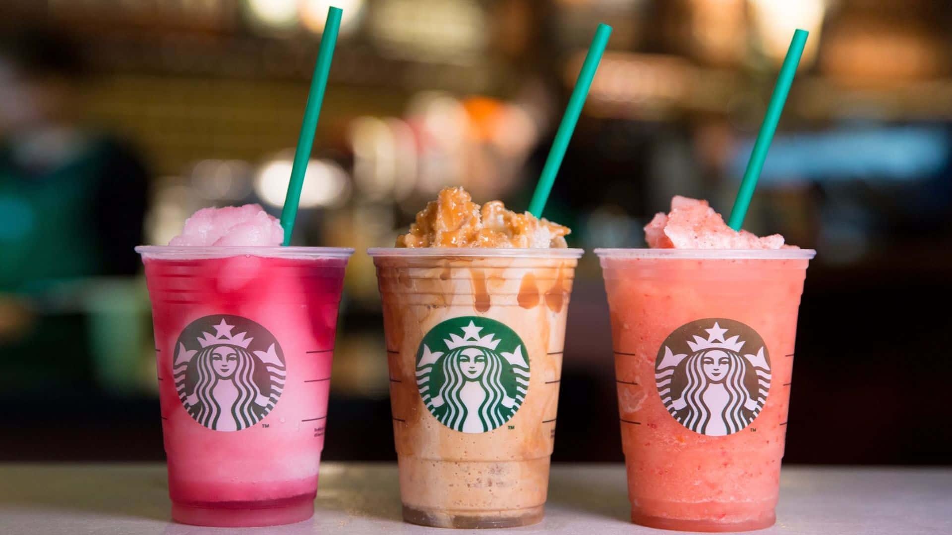 Three Starbucks Frozen Drinks Flavors Wallpaper