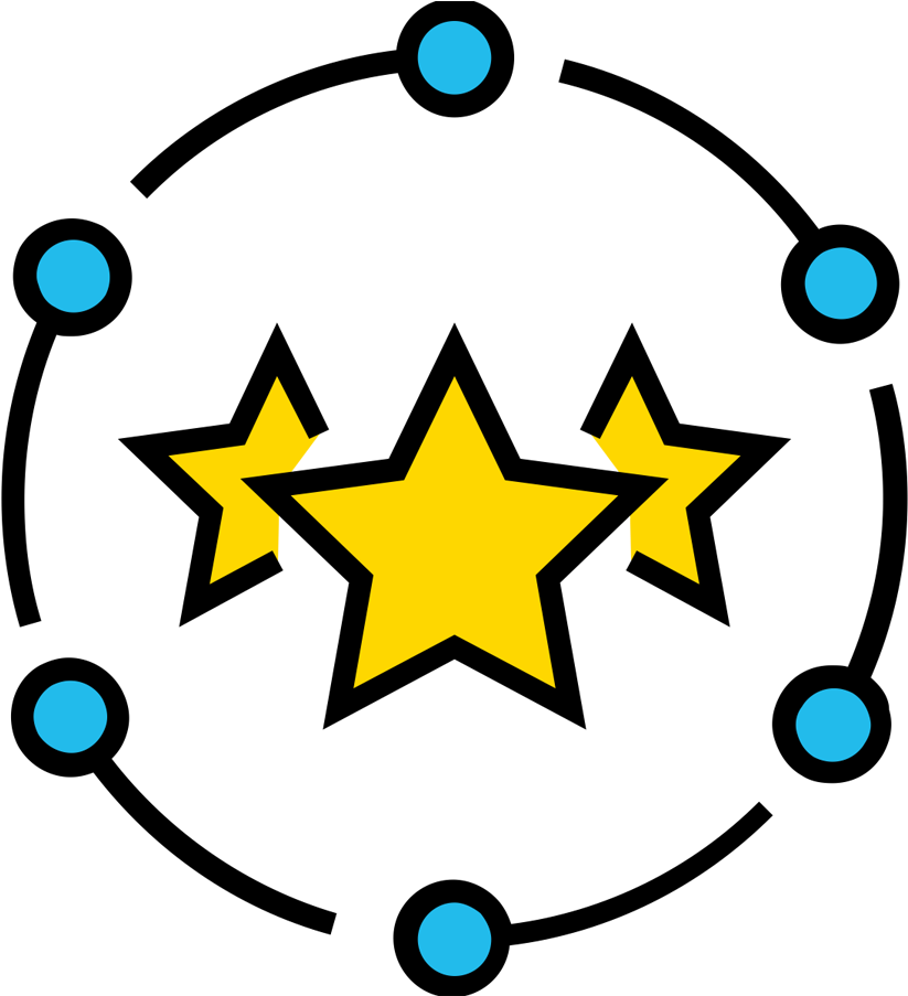Three Stars Network Graphic PNG