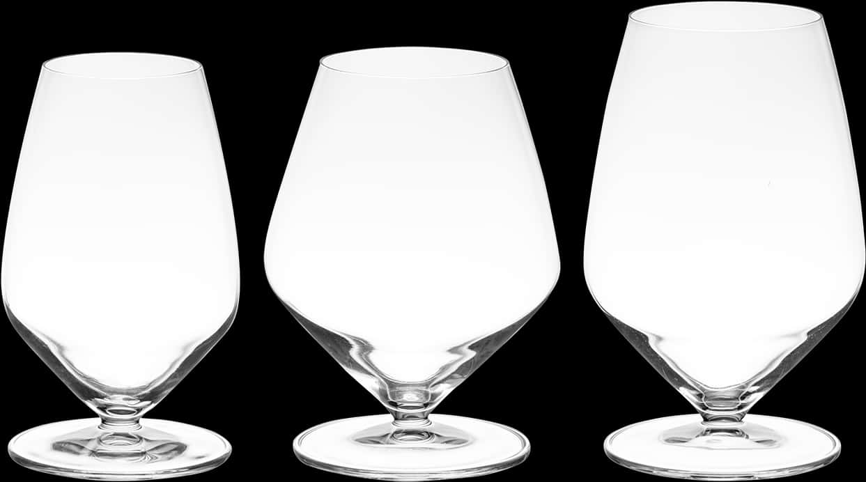 Three Stemmed Wine Glasses Isolated PNG