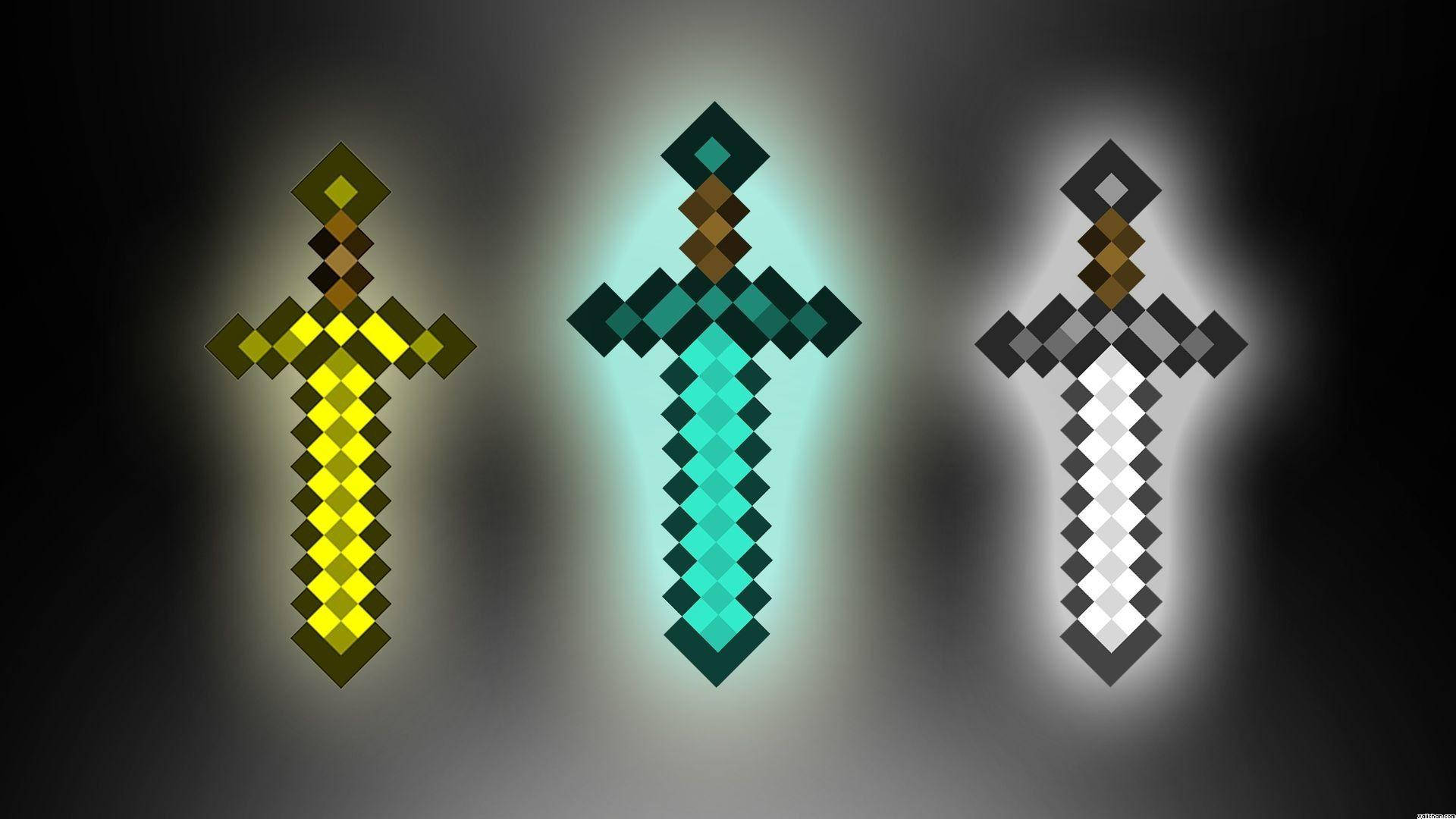 Three Swords Cool Minecraft Wallpaper