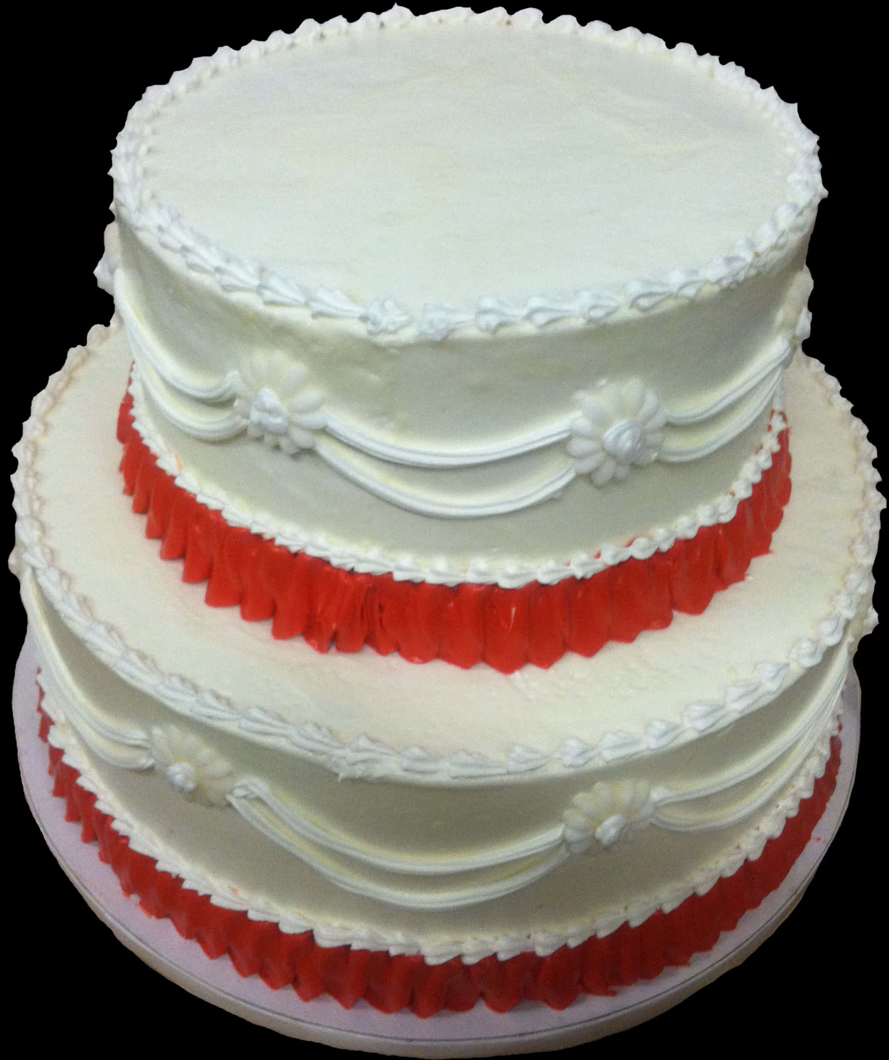 Three Tier Redand White Decorated Cake PNG