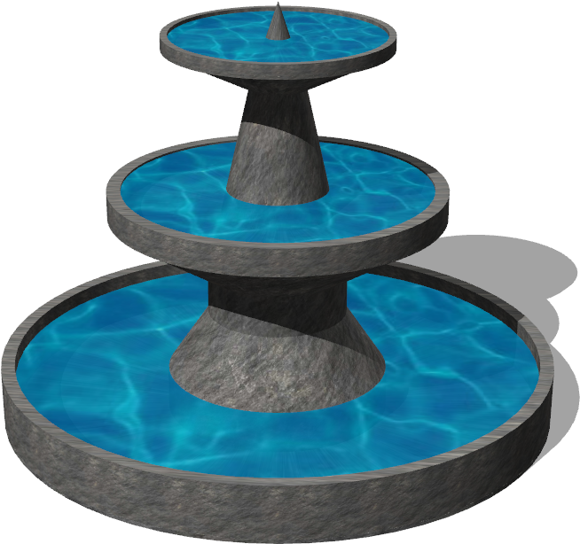 Three Tiered Stone Fountain Design PNG