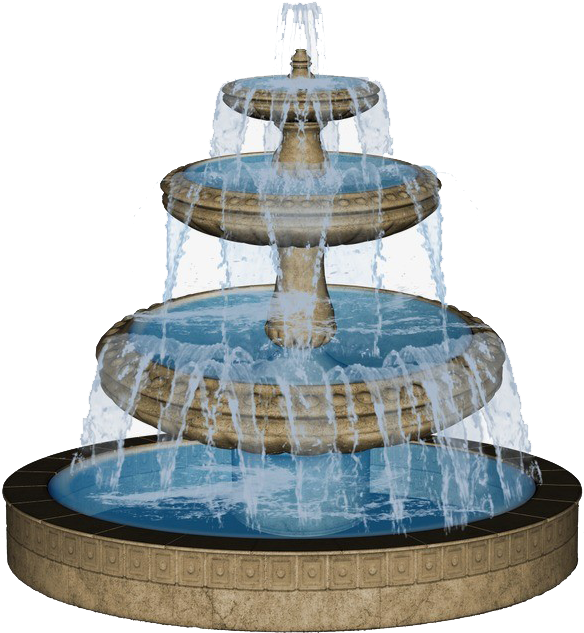 Three Tiered Water Fountain Transparent Background PNG