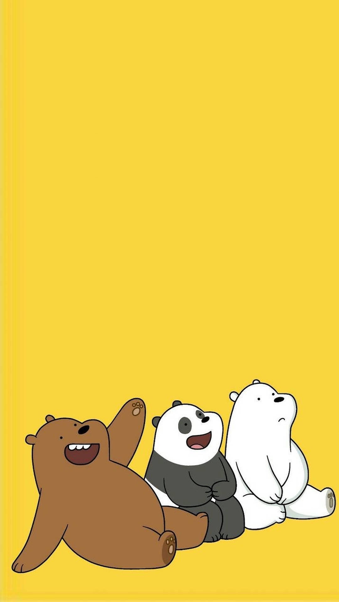 Three We Bare Bears Yellow Art Wallpaper