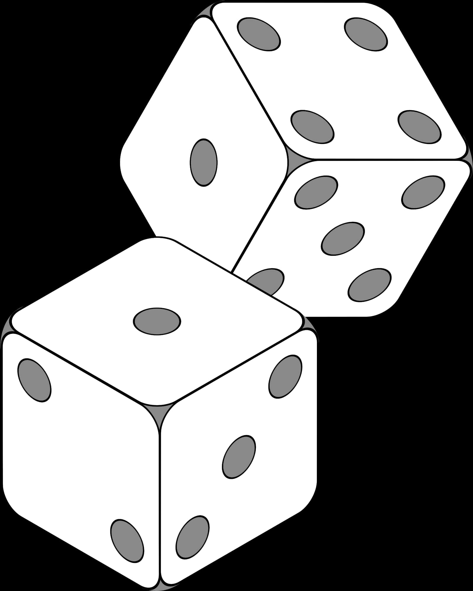 Three White Dice Illustration PNG