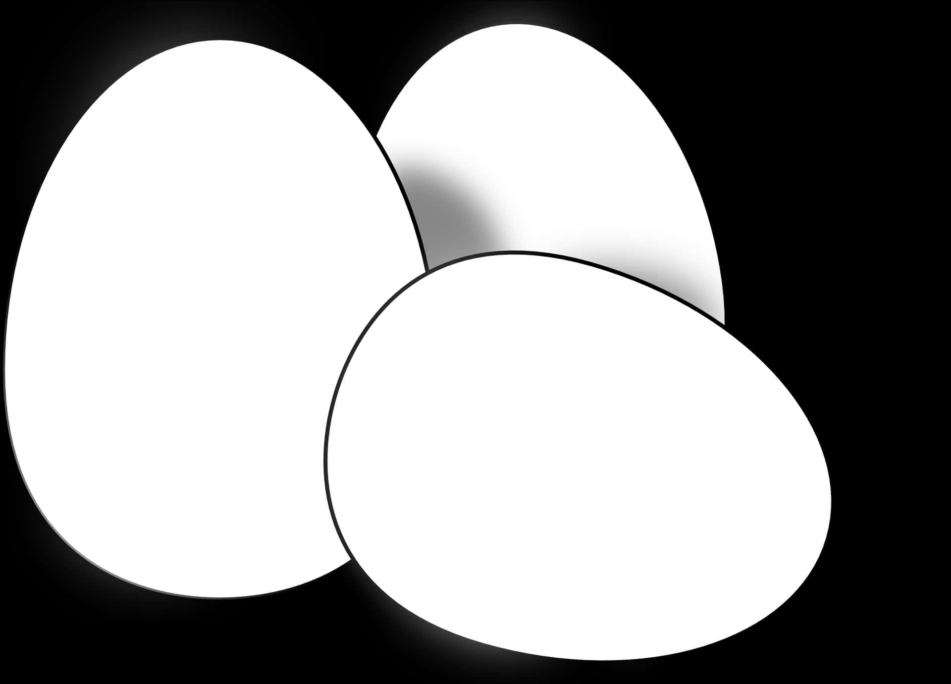 Three White Eggs Black Background PNG