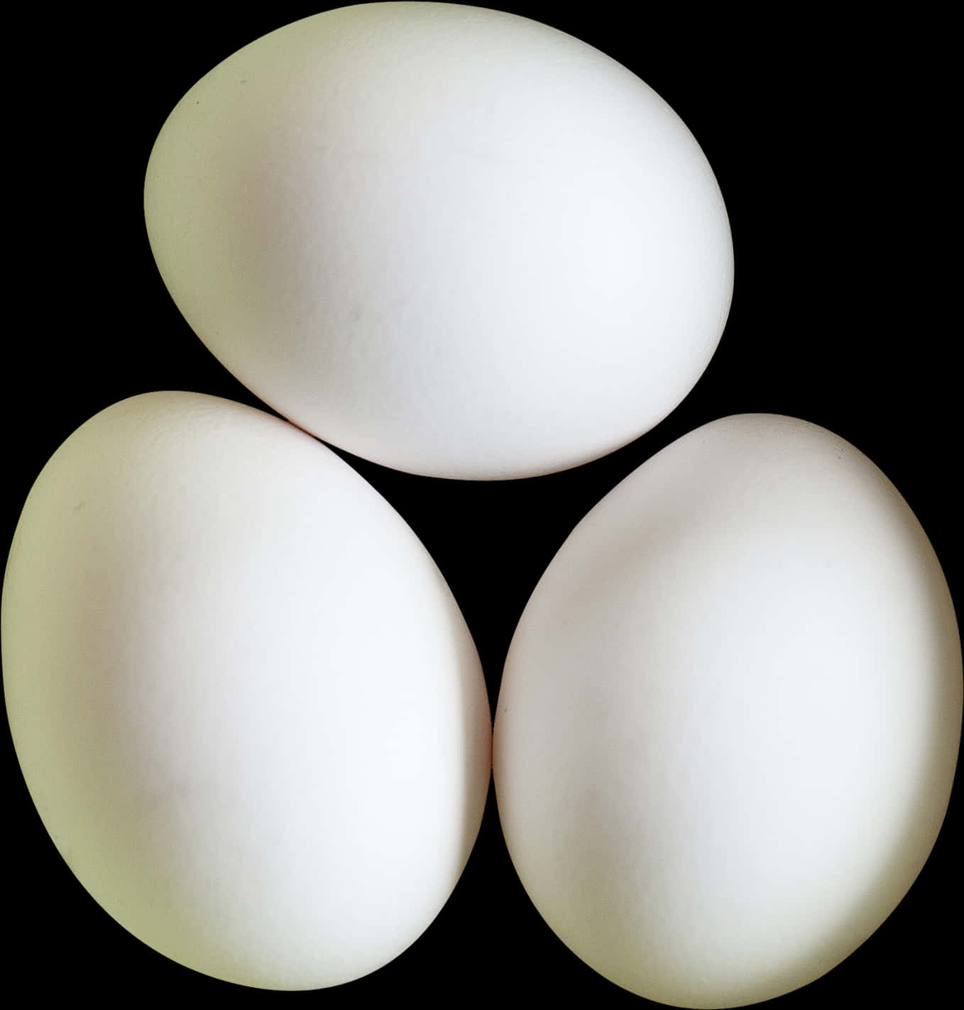 Three White Eggs Black Background PNG