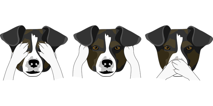 Three Wise Dogs Illustration PNG