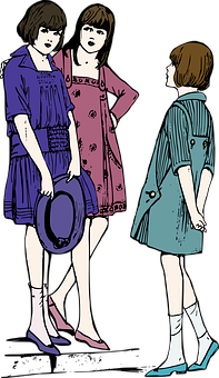 Three Women Standing Conversation Illustration PNG