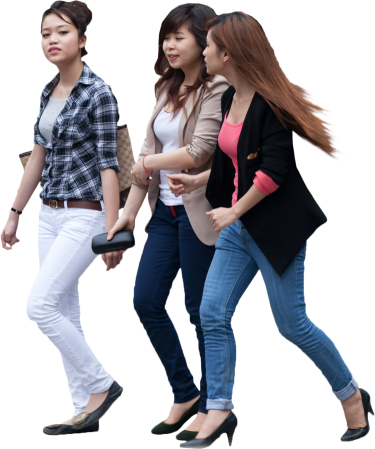 Three Women Walking Together PNG