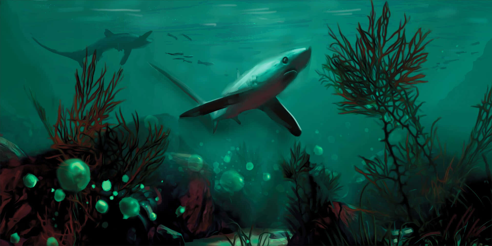 Thresher Shark Underwater Scene Wallpaper