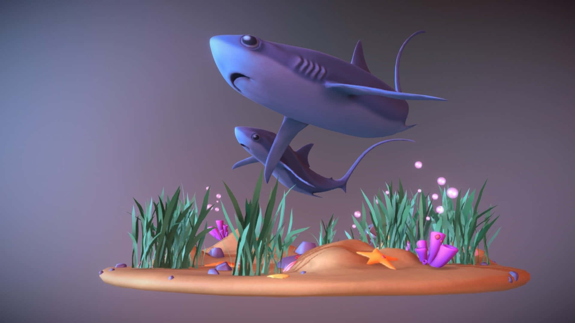 Thresher Sharks Animated Underwater Scene Wallpaper