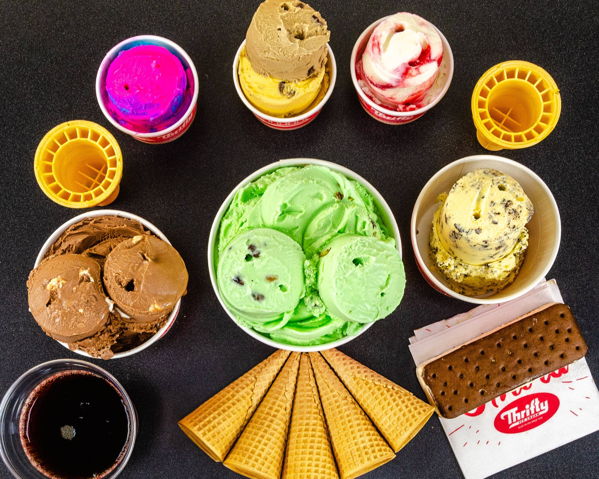 Thrifty Ice Cream Flavors Top View Wallpaper