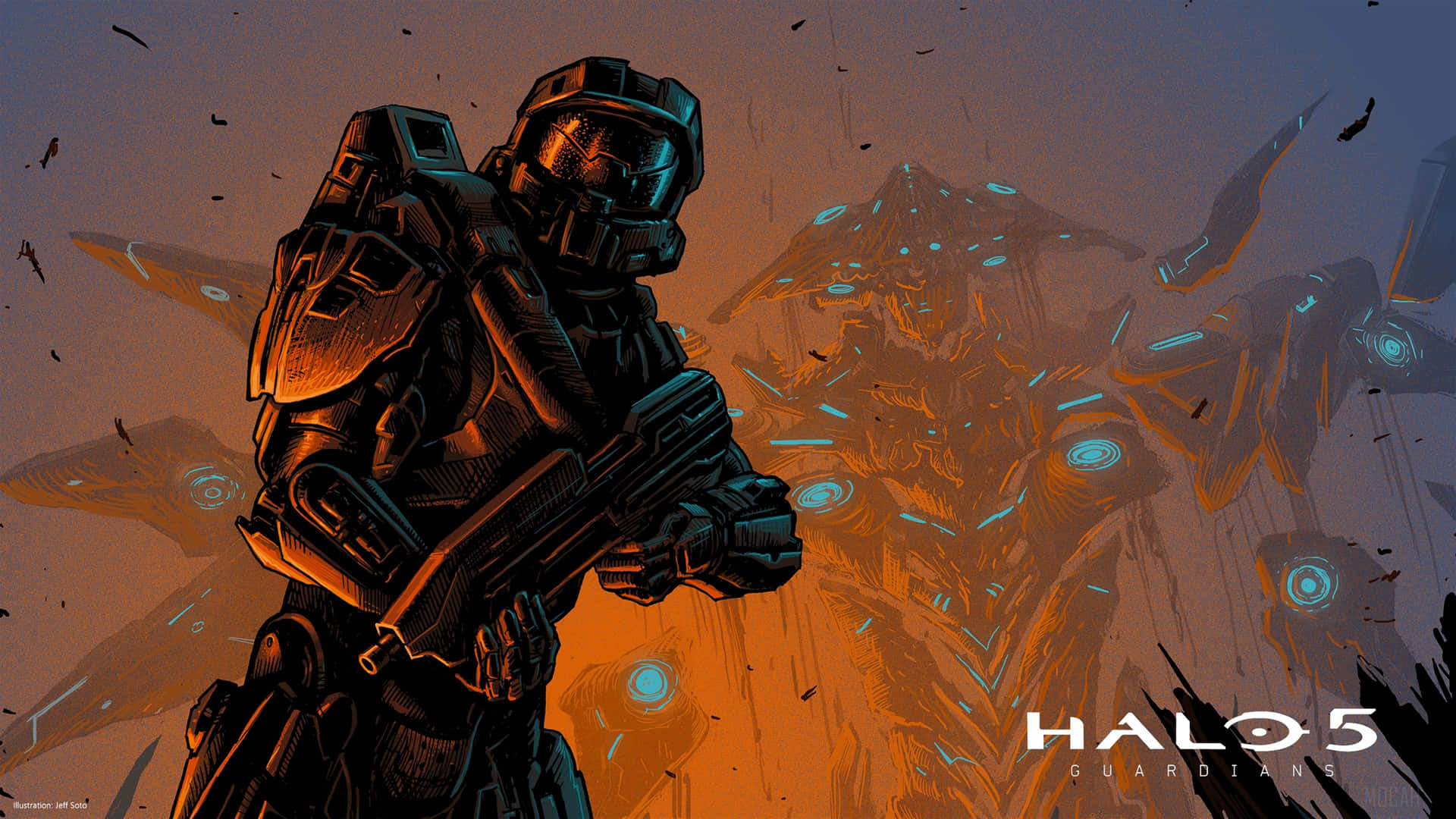 Thrilling 4k Wallpaper Of Halo 5's Intense Battle Scene Wallpaper