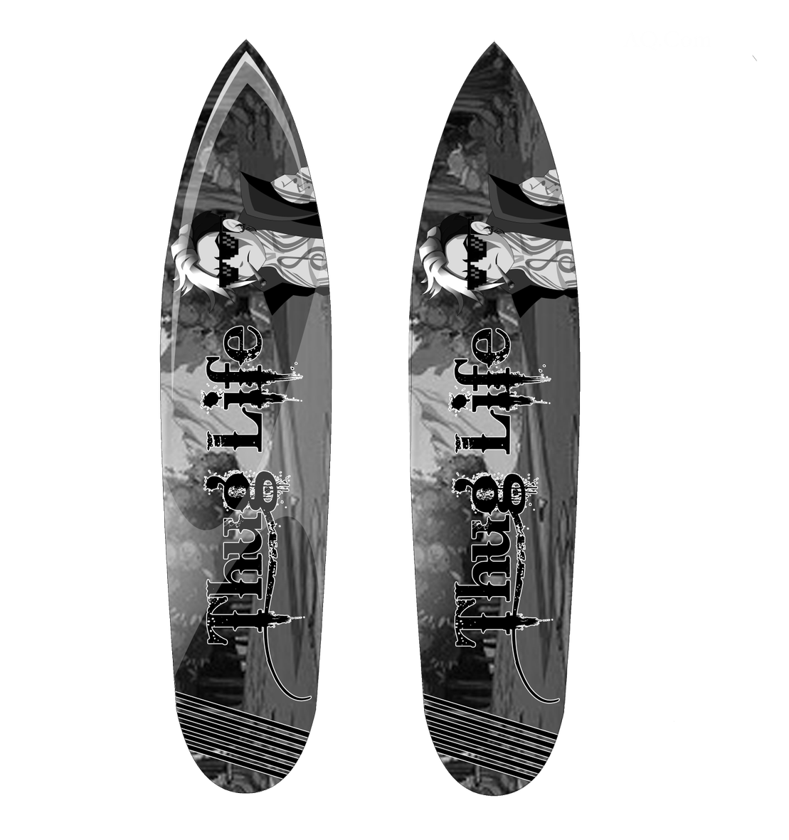 Thug Life Surfboard Design Comparison PNG