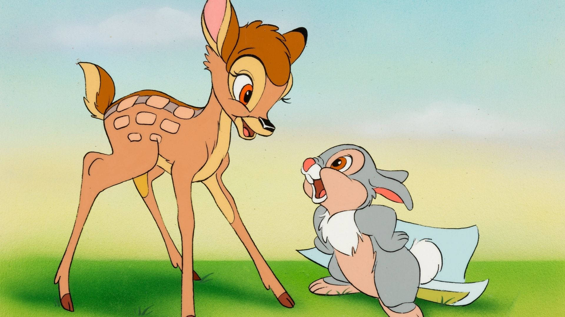 Thumper Diskuterer Med Bambi Wallpaper