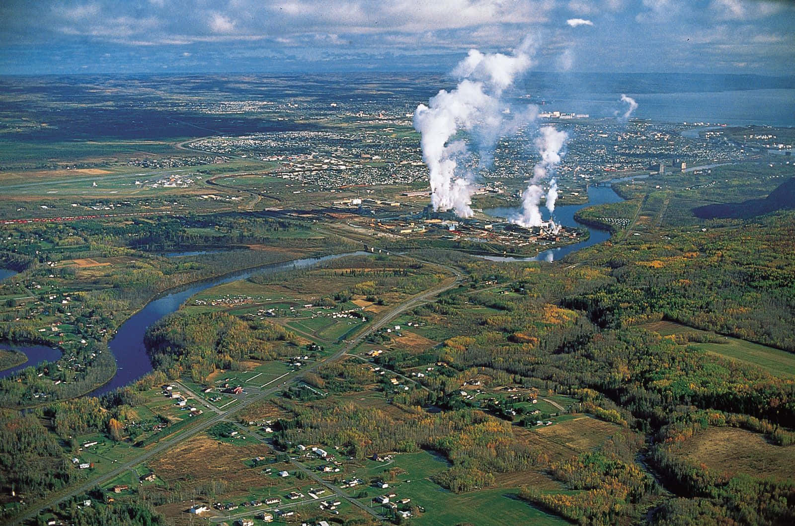 Thunder Bay Aerial View Industrial Smoke Wallpaper