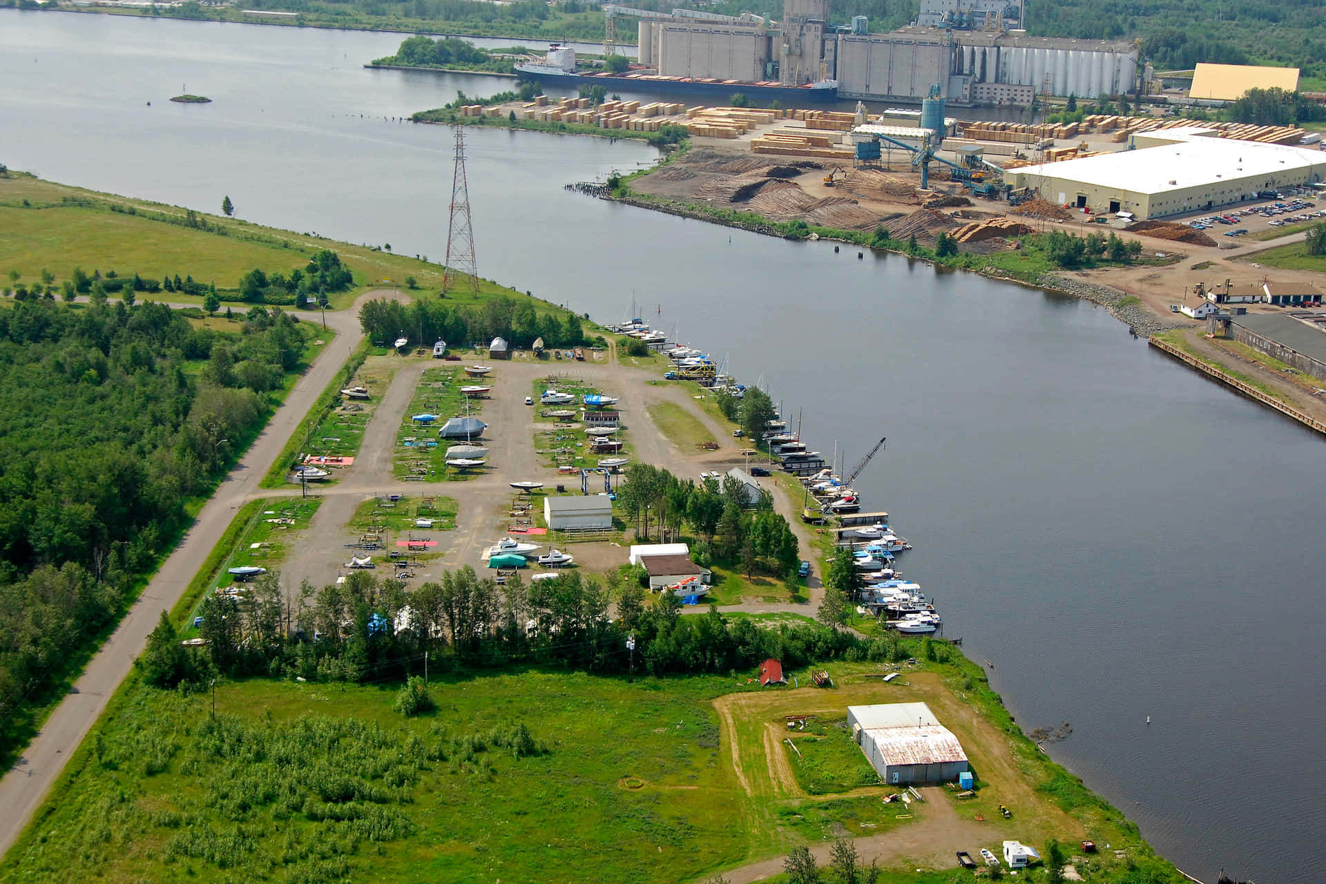 Thunder Bay Aerial View Marina Industrial Wallpaper