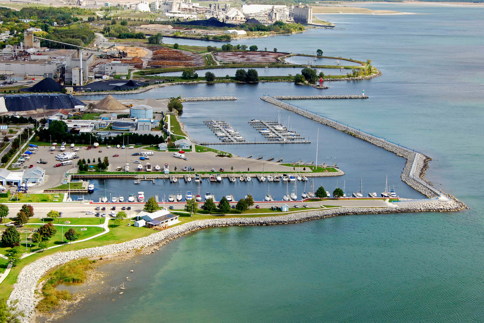Thunder Bay Marina Aerial View Wallpaper
