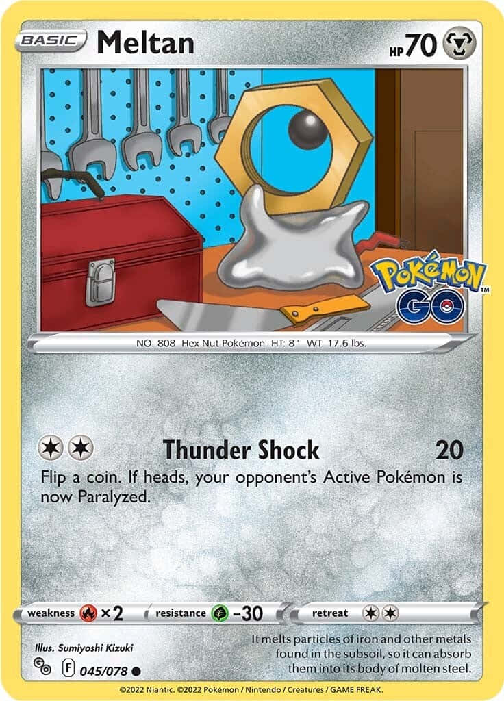 Thunder Shock Pokemon Card Of Meltan Wallpaper