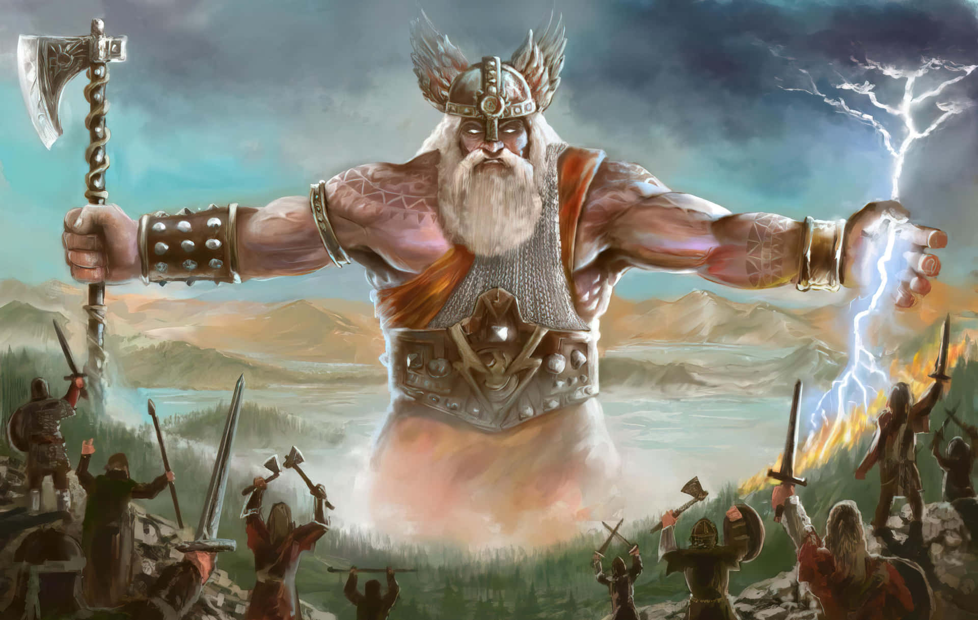 Thunderous_ Norse_ God_ Amidst_ Battle Wallpaper