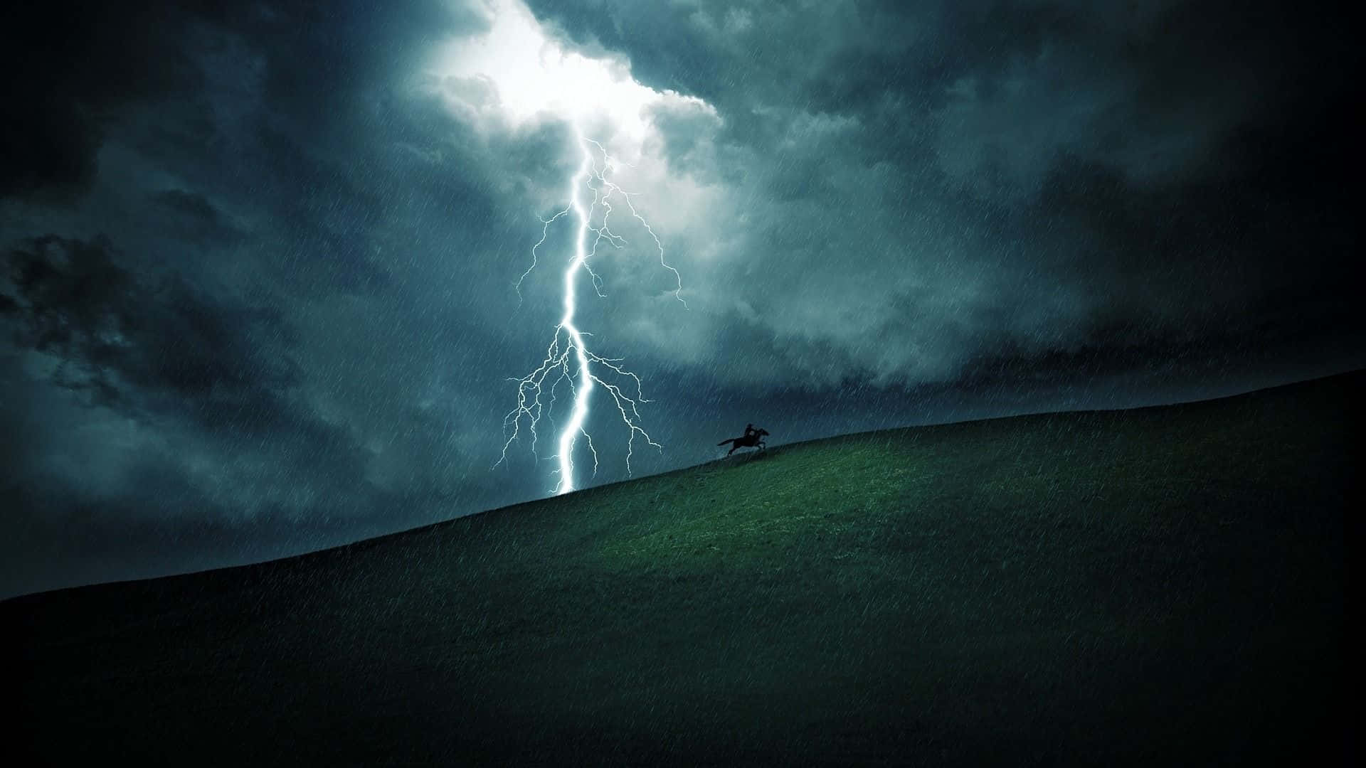 Lightning Strikes During Thunderstorm