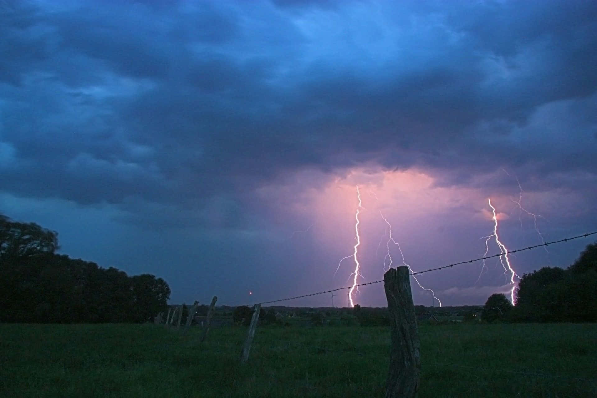 Powerful Thunderstorm at Night