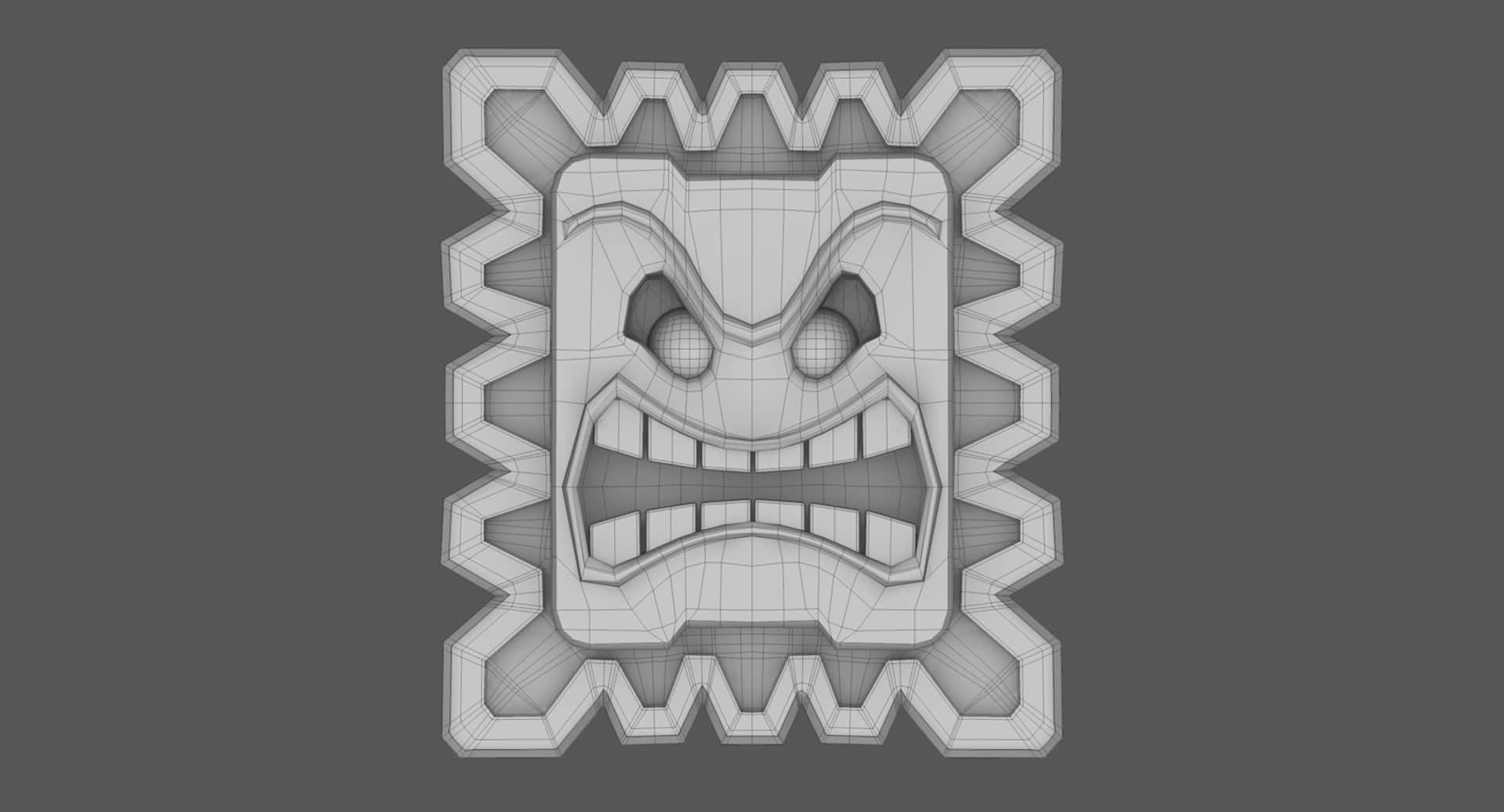 Thwomp3 D Modell Wireframe Bakgrunnsbildet