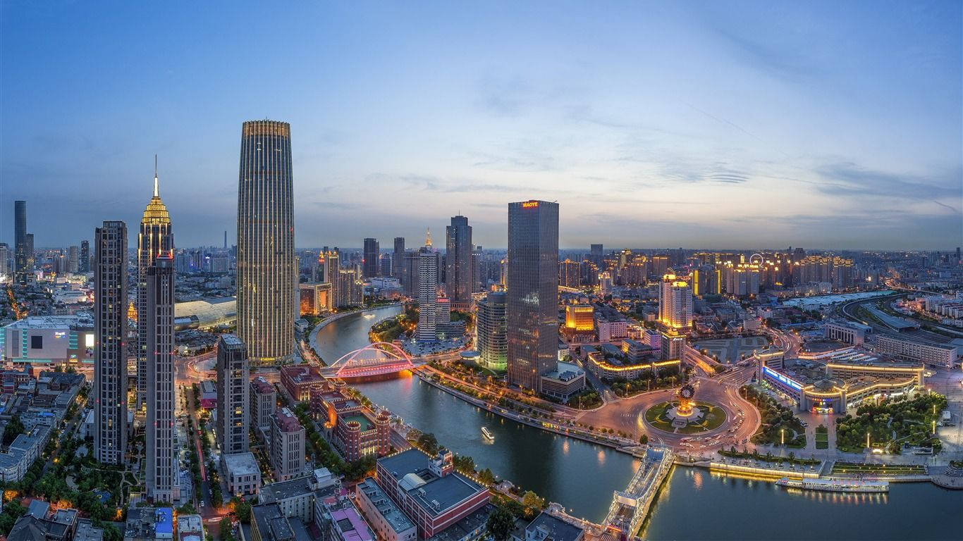 Vistaaérea De Tianjin, China. Papel de Parede