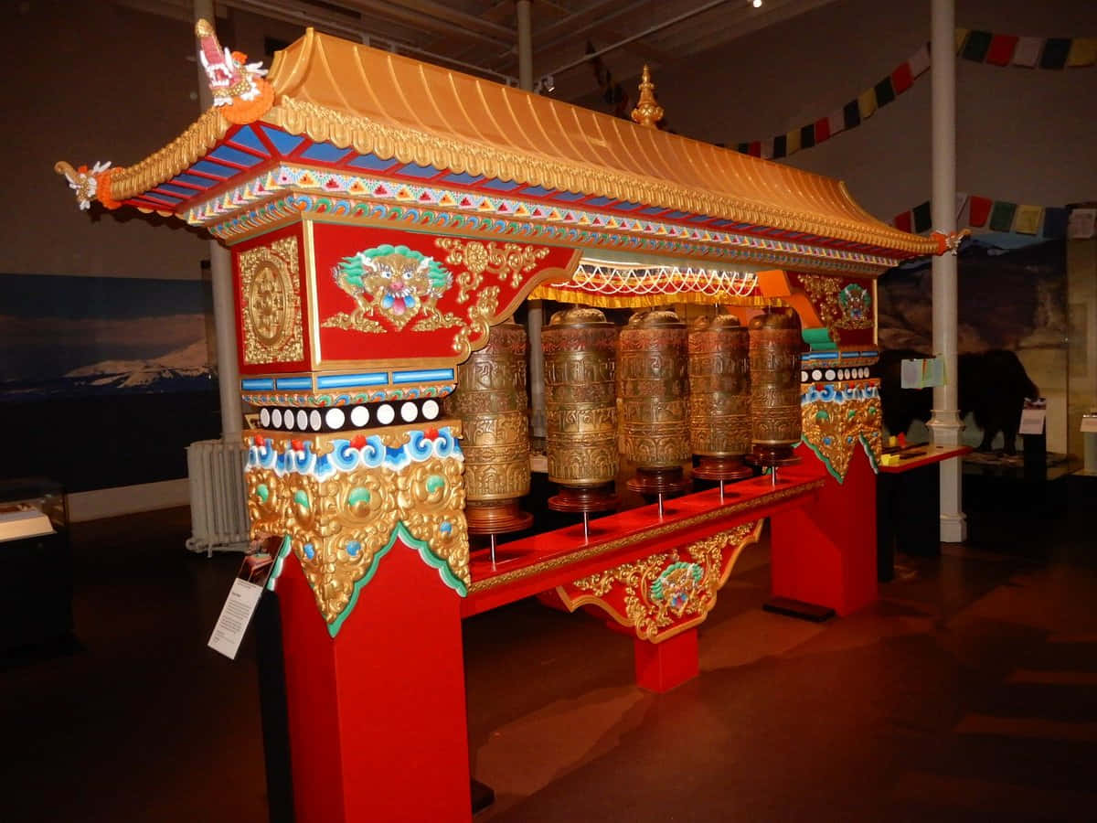 Tibetan Prayer Wheels Display National Museum Scotland Wallpaper