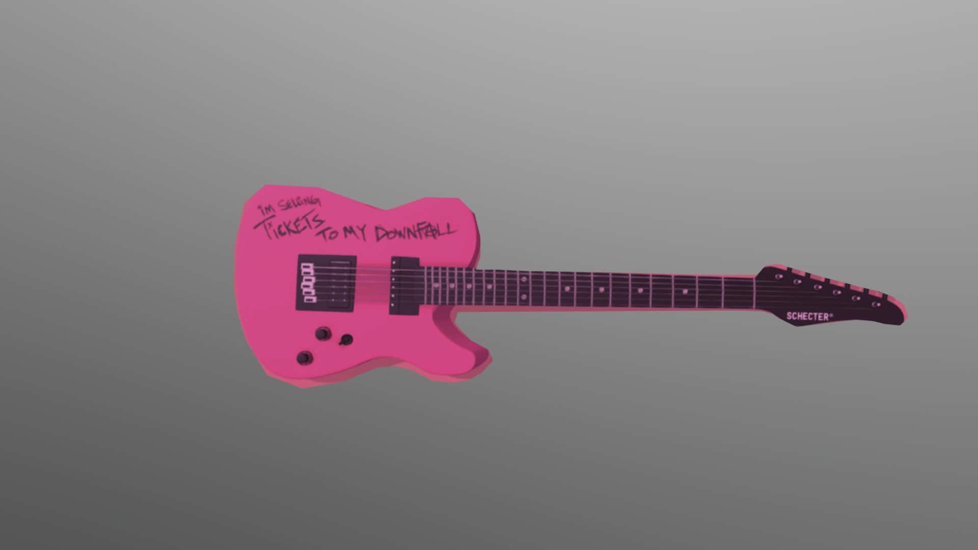 Ticketsto My Downfall - Guitarra Rosa Sobre Fondo Gris Fondo de pantalla
