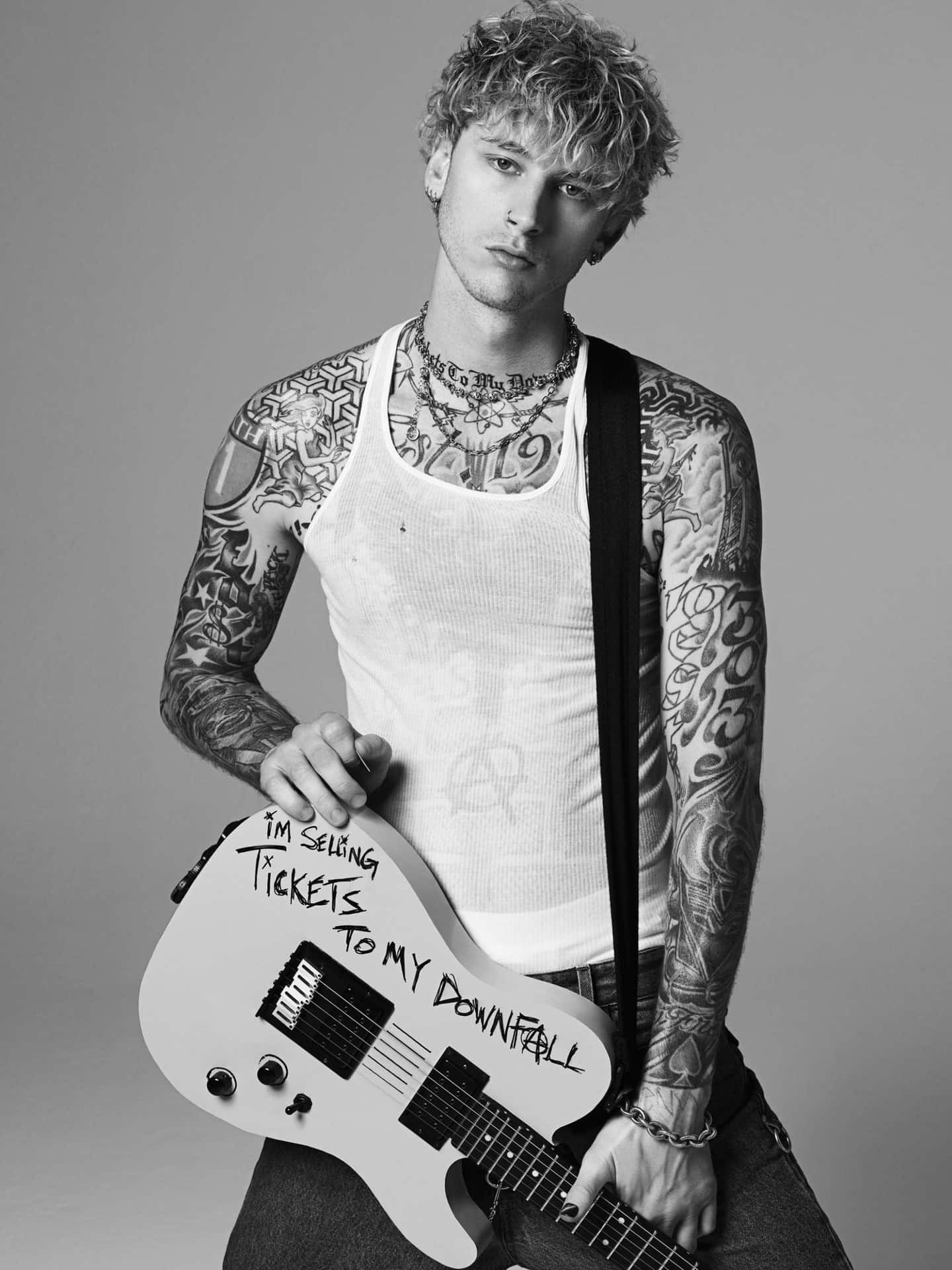 Tickets To My Downfall Machine Gun Kelly Black And White Wallpaper