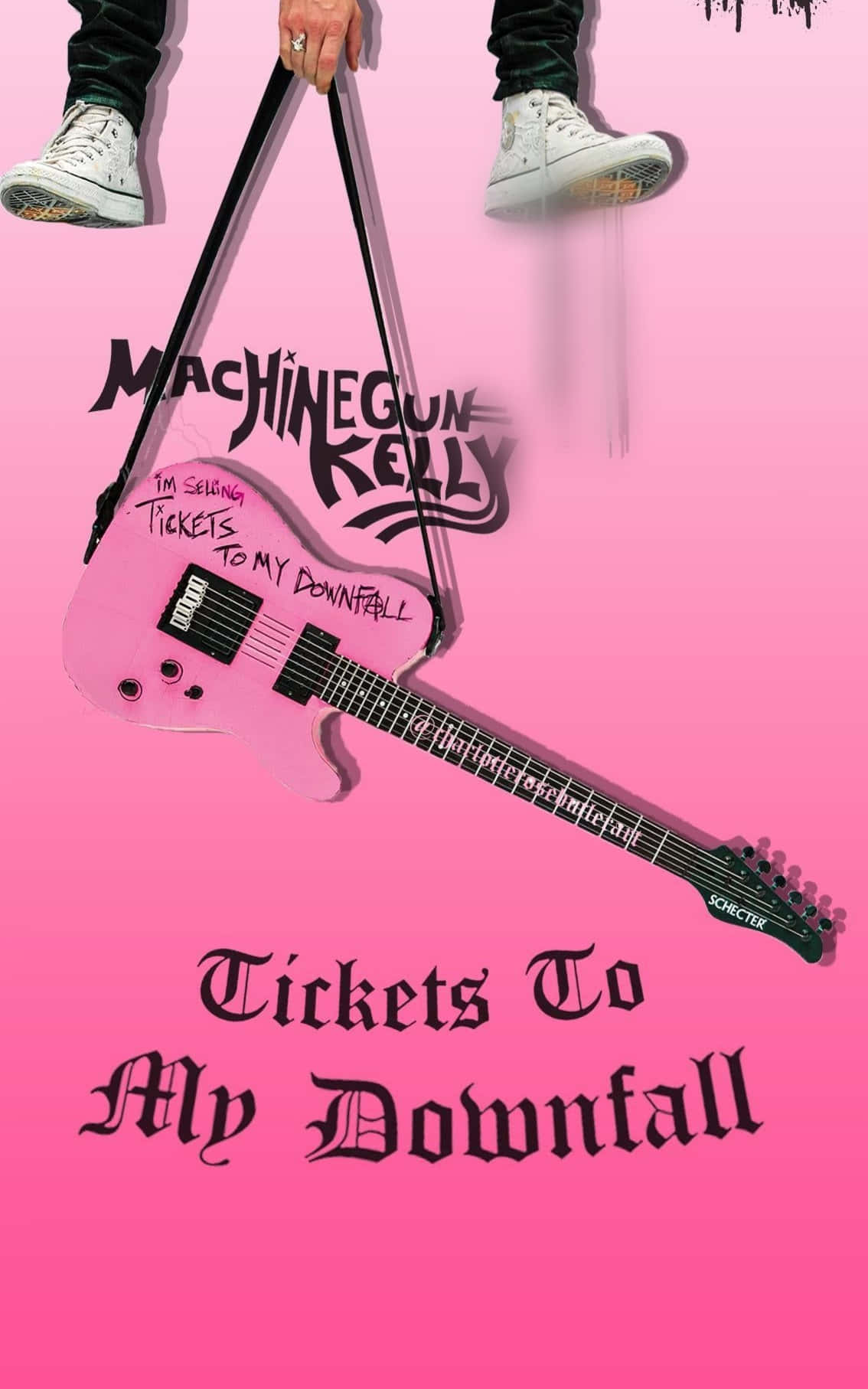 Download Tickets To My Downfall Machine Gun Kelly Pink Guitar Wallpaper   Wallpaperscom