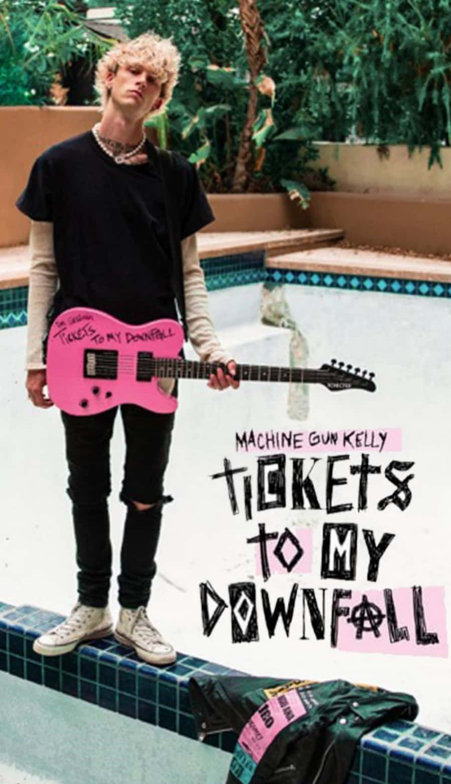 Tickets To My Downfall Machine Gun Kelly Pink Guitar Wallpaper