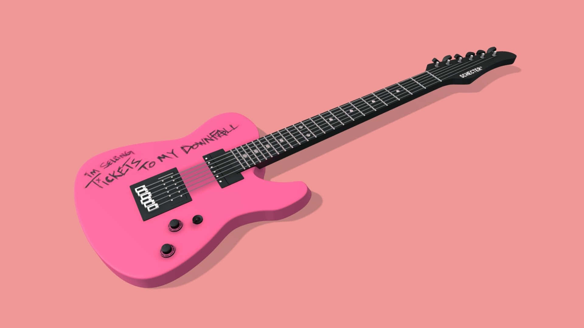 Billetter til min fald Pink Æstetisk Guitar Tapet Wallpaper